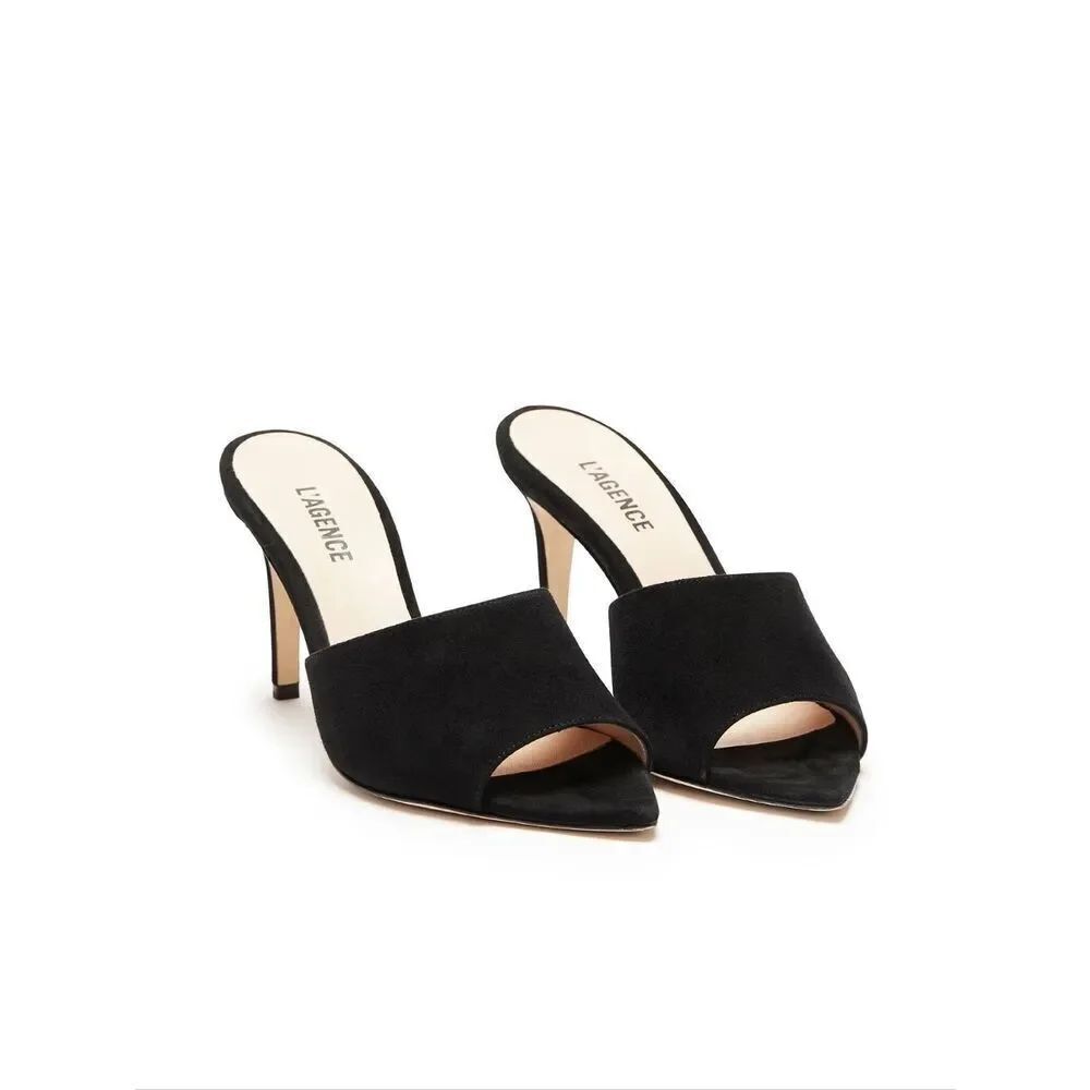 NWT L'AGENCE Lolita Black Mules Shoes Size 8.5